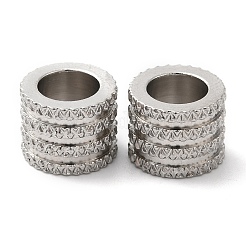 変色しない202ステンレススチールヨーロピアンビーズ  大穴ビーズ  コラム  ステンレス鋼色  10x8mm  穴：6.5mm&nbsp;STAS-A081-06P