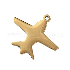 304ステンレスペンダント  飛行機チャーム  ハンドポリッシュ  イオンプレーティング（ip）  ゴールドカラー  20x24x1.6mm  穴：1.5mm&nbsp;SA-CBAE0F2-28A-G