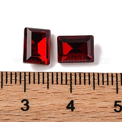 ガラスラインストーンカボション  尖ったバック＆バックメッキ  多面カット  長方形  シャム  8x6x4mm&nbsp;RGLA-A026-02B-208
