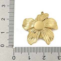 304ステンレスペンダント  ラインストーン付き  花のチャーム  14KGP本金メッキ  ライトサファイア  26x24.5x4mm  穴：1.2mm&nbsp;STAS-L022-438G-03