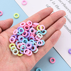 不透明なアクリルフレームコネクター  染め  リング  ミックスカラー  10x2mm  内径：5mm  約3650個/500g&nbsp;MACR-S373-30H