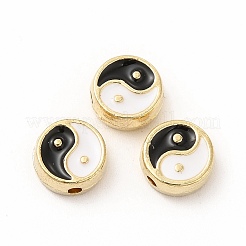 合金エナメルビーズ  陰陽とフラットラウンド  ゴールドカラー  8.5x3.5mm  穴：1mm&nbsp;PALLOY-I217-24G