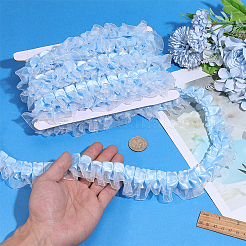 ポリエステルフリルトリミング1個  人形の服用  ロリータコスチュームアクセサリー  ブルー  1-5/8インチ（41.5mm）&nbsp;DIY-ME0003-35B