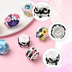 7 個 7 スタイル不透明なアクリル ビーズ  手描きのビーズ  エナメルスタイル  ロンデル  ミックスカラー  18~23mm  1個/スタイル&nbsp;ACRC-FS0001-04