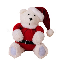 クリスマスのぬいぐるみの布製クマの置物  ホームデスクトップ装飾用  ホワイト  140x80mm&nbsp;PW-WG14EBC-01
