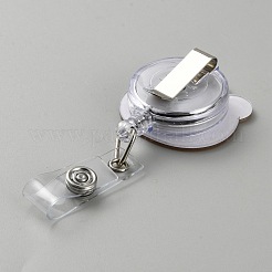 クマのアクリルバッジリール  格納式バッジ クリップ  ID名バッジホルダー  プラチナ  92mm&nbsp;FIND-WH0152-655