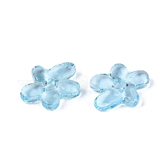 手作りランプワークビーズ  花  ライトスカイブルー  18~18.5x17~17.5x4~5mm  穴：3~4mm&nbsp;LAMP-N024-38O