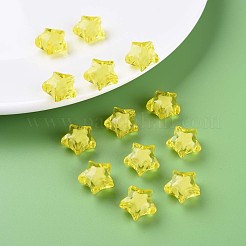 透明なアクリルビーズ  二層ビーズ  多面カット  スター  きいろ  14x15x8.5mm  穴：2mm  約518個/500g&nbsp;TACR-S152-02A-717