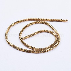 電気メッキ磁気無し合成ヘマタイトビーズ連売り  多面カット  ロンデル  黄金メッキ  3x2mm  穴：0.5mm  約198個/連  15.5インチ（39.5cm）&nbsp;G-F562-S07