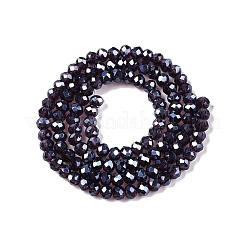 電気メッキガラスビーズセット  パール光沢メッキ  多面カット  ロンデル  スレートブルー  3.5~3.8x3mm  穴：0.4mm  約105~110個/連  29~31cm&nbsp;EGLA-A044-T3mm-A15