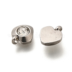 ステンレススチールチャーム201個  クリスタルラインストーン付き  ハート  9.5x8x3mm  穴：1.6mm&nbsp;STAS-F311-06P-11