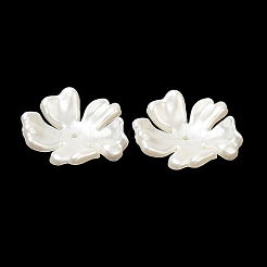 Absプラスチック模造真珠ビードキャップ  5  - 花びらの花  ホワイトスモーク  31x32x12mm  穴：1.6mm&nbsp;OACR-A020-02