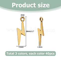 120本3色チベット風アロイペンダント  ライトニング  ミックスカラー  28x7.5x1.5mm  穴：2mm  40個/カラー&nbsp;FIND-HS0002-38