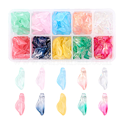透明スプレー塗装ガラスペンダント  花弁  ミックスカラー  20x10.5x6mm  穴：1.2mm  20個/カラー  10色  200個/箱&nbsp;GGLA-BC0001-004