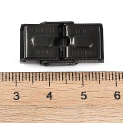イオンプレーティング(IP) 201 ステンレススチール時計バンド留め金  26x13つの鋸歯付き  長方形  ブラック  10x2~3mm  穴：[1]mm&nbsp;STAS-C006-1-02B