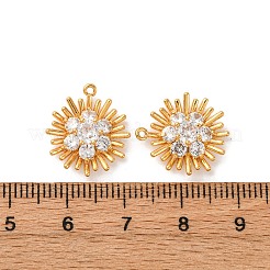 真鍮製マイクロパヴェキュービックジルコニアペンダント  花  長持ちメッキ  ニッケルフリー  18KGP本金メッキ  17x15x5mm  穴：1mm&nbsp;KK-K382-38G