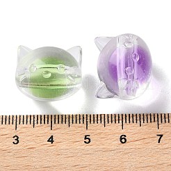 透明なアクリルビーズ  二層ビーズ  猫の形  16x18.5x15.5mm  穴：3.5mm  188個/ 500g&nbsp;OACR-H112-06C