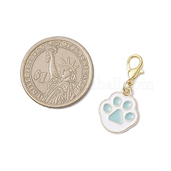 猫の足跡の合金エナメルペンダント装飾  合金製カニカン付き  ミックスカラー  31mm&nbsp;HJEW-JM04118