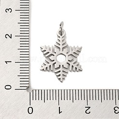 変色しないクリスマス 304 ステンレススチールペンダント  丸カン付き  スノーフレークチャーム  ステンレス鋼色  20x15x1mm  穴：3.4mm&nbsp;STAS-K265-09P
