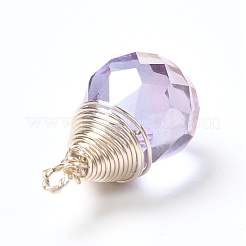 クリアガラスチャーム  環境に優しい銅線付き  多面カット  ティアドロップ  ミックスカラー  13x8mm  穴：1.2~1.8mm&nbsp;PALLOY-JF00853-02