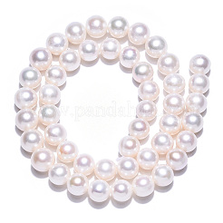 天然養殖淡水パールビーズ連売り  ラウンド  乳白色  8.5~9.5mm  穴：0.6mm  約47~48個/連  15.55~16.14インチ（39.5~41cm）&nbsp;PEAR-N016-08A