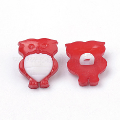 アクリルシャンクボタン  フクロウ  ミックスカラー  18x14x8mm  穴：3mm&nbsp;BUTT-Q037-04
