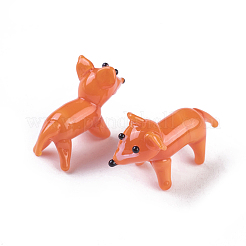 手作りランプワーク子犬ホームディスプレイ装飾  3D漫画の犬  ダークオレンジ  23~25x9.5~11x20~22mm&nbsp;LAMP-J084-21