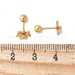 304ステンレススチールスタッドピアス  デイジーの花  ゴールドカラー  7x7mm&nbsp;X-EJEW-E603-01A-G