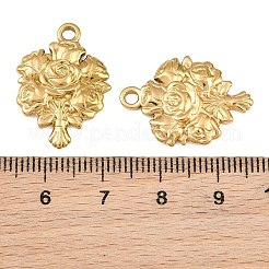 304ステンレスペンダント  花束チャーム  イオンプレーティング（ip）  18KGP本金メッキ  23x17x2.2mm  穴：2.3mm&nbsp;SA-CBA1839-15G