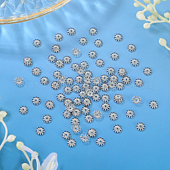 100個の真鍮ビーズキャップ  花  カドミウムフリー＆ニッケルフリー＆鉛フリー  プラチナ  6x1.5mm  穴：1mm&nbsp;KK-TADJ0001-34