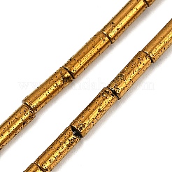 電気メッキされた天然溶岩岩ビーズ連売り  コラム  黄金メッキ  9x3mm  穴：1mm  約43個/連  15.75''（40センチメートル）&nbsp;G-K388-03A-01