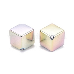 UVメッキ不透明アクリルビーズ  虹色の  キューブ  カラフル  20x18x18mm  穴：2mm&nbsp;OACR-Q198-12