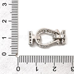 真鍮製マイクロペーブクリアキュービックジルコニアの留め金  U字型  プラチナ  21x10.5x4mm  穴：2x2mm&nbsp;KK-C075-31P