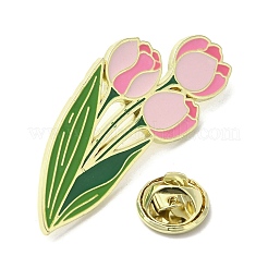 合金ブローチ  服やバックパック用の花のエナメルピン  ピンク  43.5x26mm&nbsp;JEWB-I032-14G-03