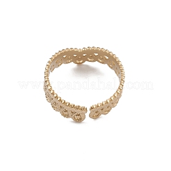 イオンプレーティング(IP) 304 ステンレススチール クラウン オープン カフ リング 女性用  14KGP本金メッキ  内径：18.2mm&nbsp;RJEW-G285-04G