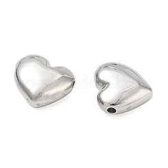 304ステンレススチールビーズ  艶出し  ハート  ステンレス鋼色  9x10x4.5mm  穴：1.2mm&nbsp;SA-CBA97DF-13P