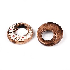 手作りの磁器のペンダント  花柄のリング  ファンシーアンティーク施釉磁器  キャメル  44~45.5x11~12mm  穴：19.5~20.5mm&nbsp;PORC-T133-52