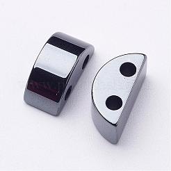 磁気無し合成ヘマタイトビーズ  半円  ブラック  13x7x6mm  穴：2mm&nbsp;G-D008-2