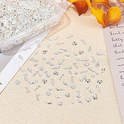 海をテーマにした合金カボション  女性のためのネイルアートの装飾アクセサリー  混合図形  銀  2400個/箱&nbsp;MRMJ-OC0001-30S