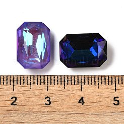 ガラスラインストーンカボション  ポイントバック  多面カット  長方形  ミックスカラー  14x10x5.5mm&nbsp;GLAA-K069-20C