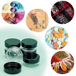 プラスチック化粧品クリームジャー  空の詰め替え可能なボトル  ブラック  2.95x1.45cm  容量：3g&nbsp;AJEW-PH0001-21A