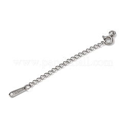 304ステンレススチールチェーンエクステンダー  オーバル  引き輪とチャーム付き  ステンレス鋼色  69mm  穴：2.5mm&nbsp;STAS-A121-08P