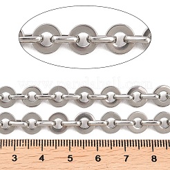 201ステンレス鋼フラットラウンドリンクチェーンチェーン  溶接されていない  スプールで  ステンレス鋼色  リンク：8x1.5mmと8x5x2mm&nbsp;CHS-F024-08P