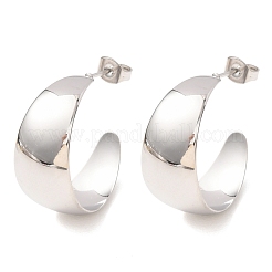 304ステンレススチールスタッドピアス  ハーフフープピアス  ステンレス鋼色  24x11.5mm&nbsp;EJEW-D366-01P