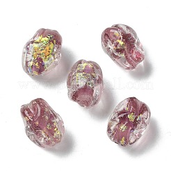 手作りのホイルランプワークビーズ連売り  ナゲット  インディアンレッド  13.5~14x10.5mm  穴：1.2~1.5mm  約28個/連  14.84''（37.7センチメートル）&nbsp;FOIL-Z001-06B
