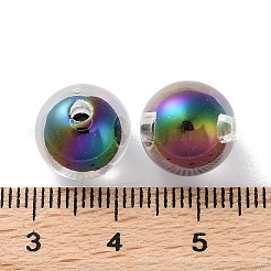 UVメッキレインボー虹色アクリルビーズ  二層ビーズ  ラウンド  カラフル  11.5x11mm  穴：2mm&nbsp;OACR-H112-24A