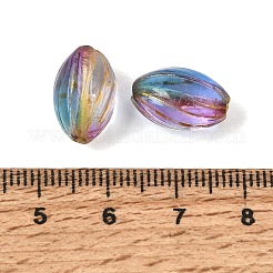 焼き付け塗料と金色の金属で覆われたガラスビーズ  オーバル  ミディアム蘭  14x9x8.5mm  穴：1.5mm&nbsp;GL-CBA1477-08C