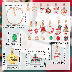 クリスマステーマの DIY ヨーロッパブレスレット作成キット  真鍮のブレスレット作りも含めて  エナメル&ラインストーンヨーロピアンビーズ&ダングルチャーム  ミックスカラー  24個/箱&nbsp;DIY-WH0308-349