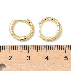 テクスチャー加工を施した真鍮フープピアス  鉛フリー＆カドミウムフリー  長持ちメッキ  18KGP本金メッキ  13.5x2mm&nbsp;EJEW-A132-13G