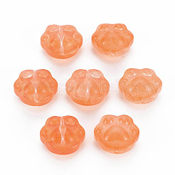 透明焼付塗料ガラスビーズ  足跡  サンゴ  13.5x15x8.5mm  穴：1.2mm&nbsp;GLAA-S190-021-A01